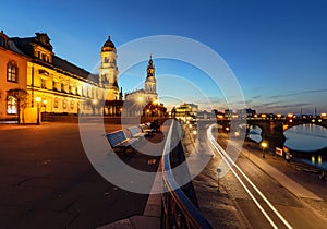 The Elbe waterfront in the evening, Dresden, Germany, photo