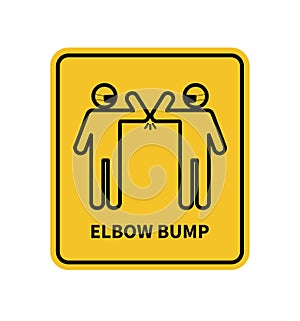 Elbow bump. People greeting without hands. Vector