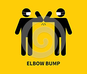 Elbow bump. People greeting without hands. Vector illustration