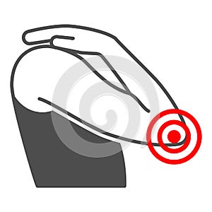 Elbow hurts solid icon, body pain concept, elbow pain vector sign on white background, glyph style icon for mobile