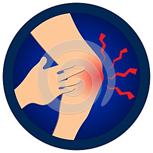 Elbow strain and sprain icon. Vector flat design for radiology orthopedic research hospital for body joints, orthopedic, sport med