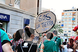 Young people protesting against climate change in Elche