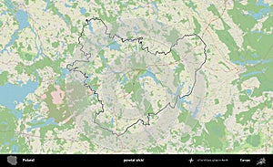 Elcki outlined, Poland County. Topographic German