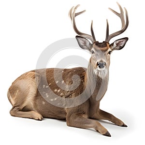 eld deer isolated on white background.