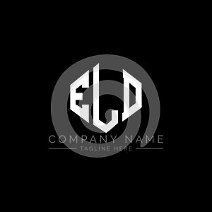 ELD letter logo design with polygon shape. ELD polygon and cube shape logo design. ELD hexagon vector logo template white and