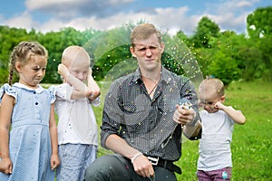 Elder brother shoots of the firecracker with confetti