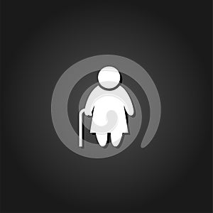 Elder lady icon flat