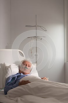 Elder patient on a drip