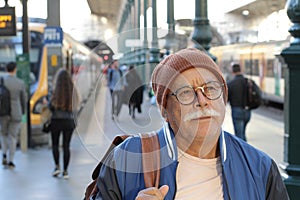 Elder person using public transportation