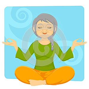 Elder woman meditating