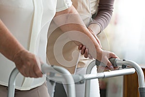 Using walker during physiotherapy