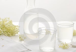 Elderberry flower lemonade over  white background