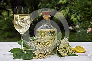 Elderflower drink hugo, a refreshing prosecco cocktail with ice