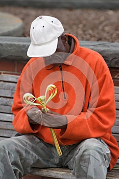 Elderly African American Man Working