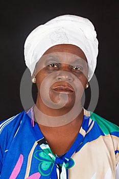 Elderly african  woman wearing a  turban