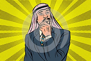 Elderly Arab businessman, thinker pose