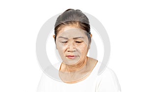 Elderly asian woman portrait 60-70 years old isolated on white background