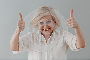 Elderly caucasian old aged woman portrait gray haired