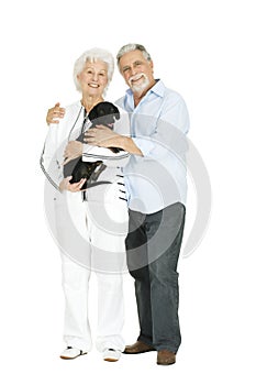 Elderly couple with a dachshund