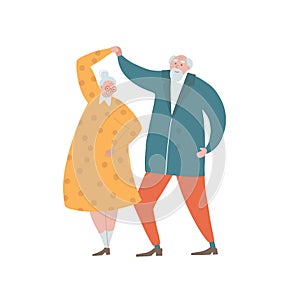 Elderly couple dance concept. Active lifestyle of senior man woman. Dancing old people. Dance class for elderly persons