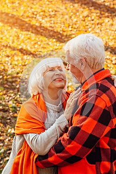 An elderly couple is dancing. Smiling old woman. Movement is life. I feel young again