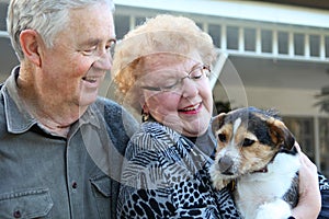 Elderly Couple with Dog