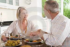 Elderly Couple Enjoying meal,mealtime Together