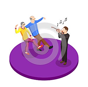 Elderly Couple Leisure Isometric Composition