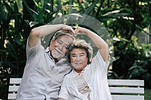 Elderly couples talking together