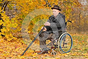 Elderly disabled man in his wheelchair
