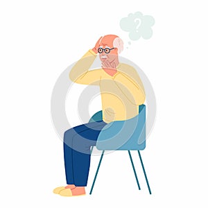 Elderly grandparent has Alzheimerâ€™s disease and looks lost. Memory loss, and problem of concentration for elderly people