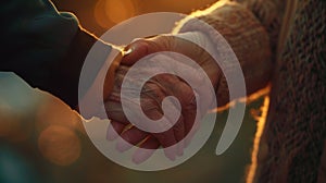 The elderly hands holding.AI generated image
