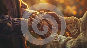 The elderly hands holding.AI generated image