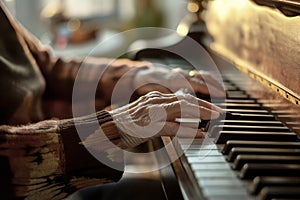 Elderly Hands Play Piano for Mental Wellness