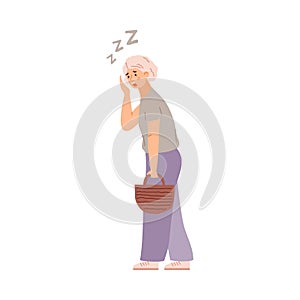 Elderly has dyspnea and breath difficulties, flat vector illustration isolated.