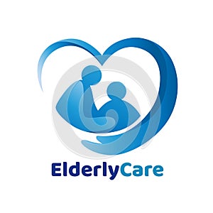 Elderly healthcare heart shaped logo, Nursing home sign