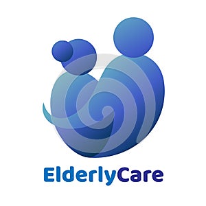 Elderly healthcare heart shaped logo. Nursing home sign