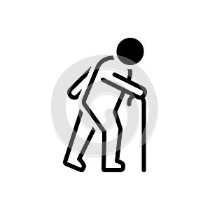 Black solid icon for Elderly, aged and old