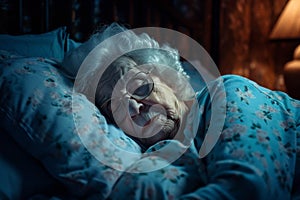 Elderly Insomniac Struggles To Find Rest As Night Unfolds Standard photo