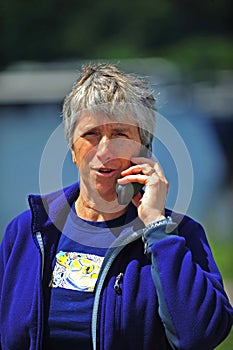 Elderly lady on cell phone