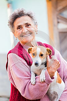 Elderly Lady with Pet