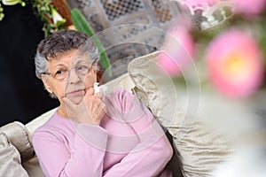 Elderly lady sad