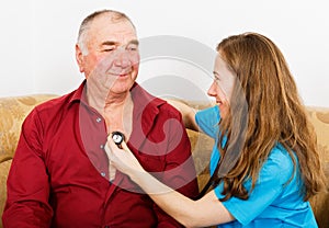 Elderly man on cardiology examination