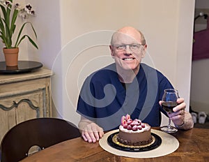 Elderly man celebrating his birthday