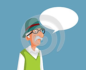 Elderly Man with Empty Speech Bubble Vector Character Cartoon