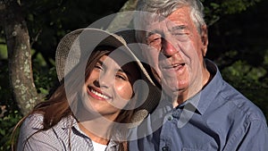 Elderly man and granddaughter and happiness