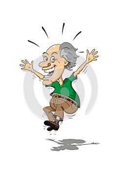 Elderly Man Jumping for Joy