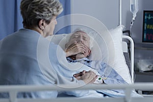 Elderly man with lung cancer photo