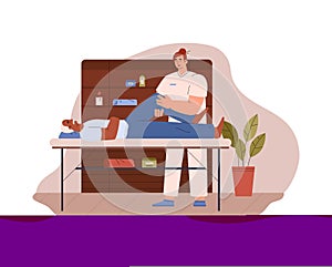 Elderly man lying on back and getting massage flat style