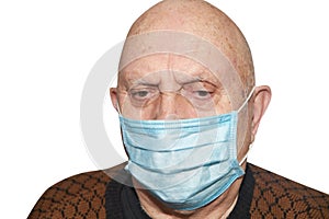 Elderly man in a medical mask